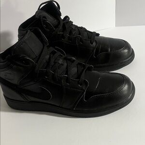 Nike Air Jordan mid triple black sneakers, size 7 youth